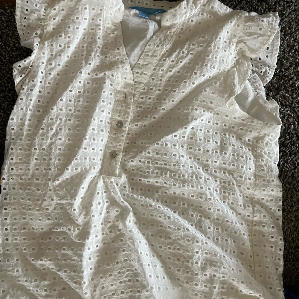 Draper James White Eyelet Blouse